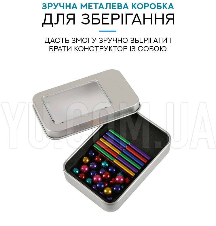 Магнитный конструктор Neo MIX COLOR (36 шт. магнитные палочки и 28 шт. стальные шарики)
